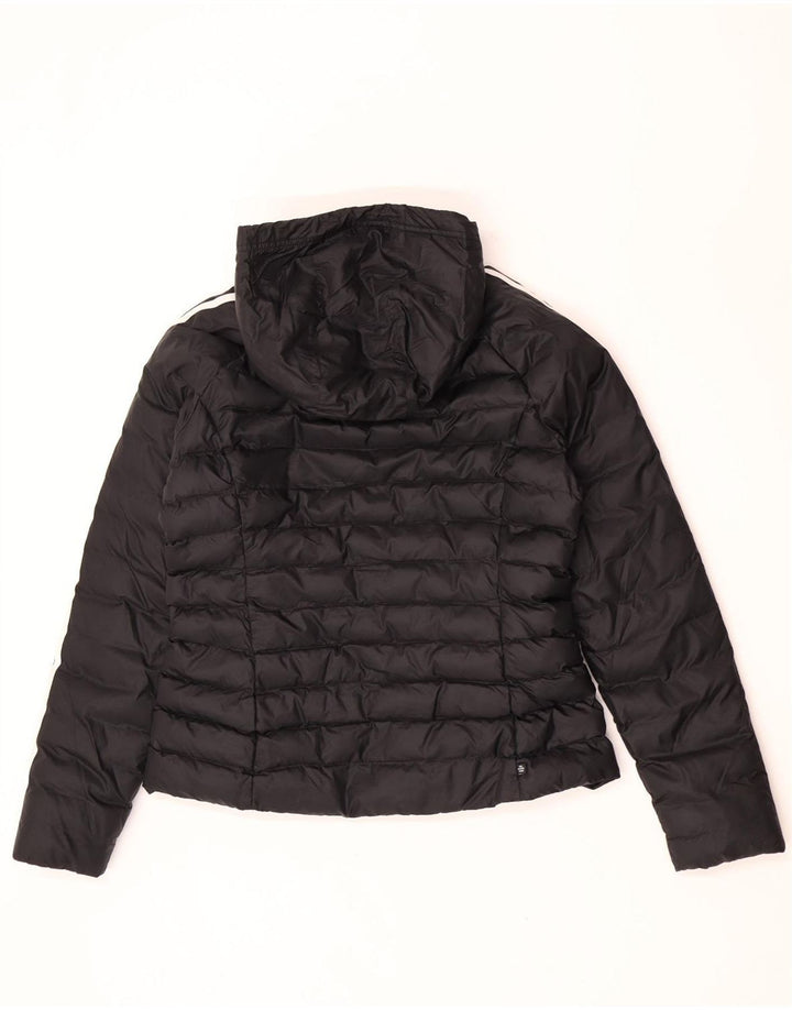 Giacca imbottita con cappuccio da donna Adidas UK 16 Large nera in poliammide