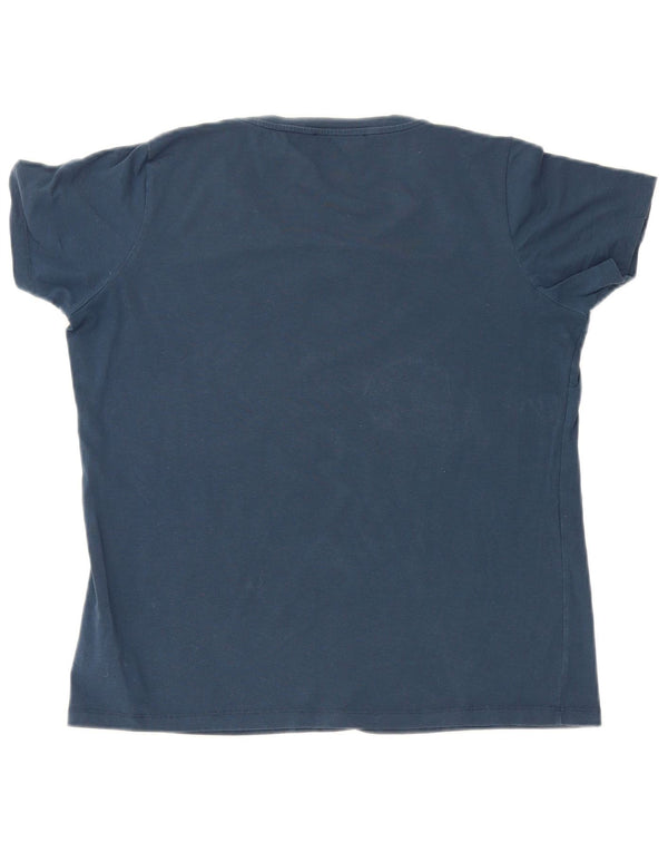 T-shirt grafica da donna Trussardi Jeans Top UK 20 2XL cotone blu navy