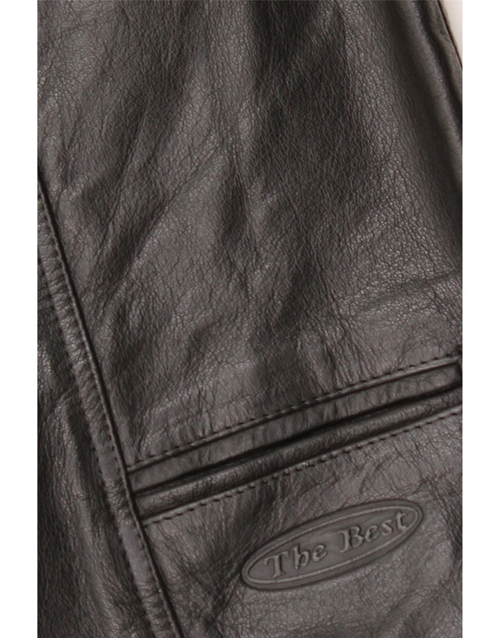 Gilet in pelle da uomo VINTAGE medio nero