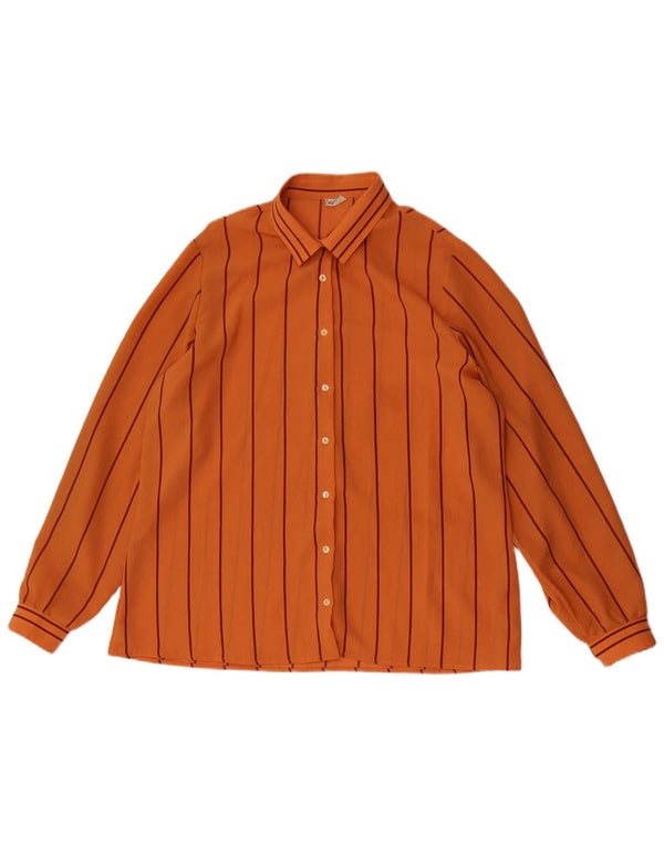 Primavera Firenze Donna Camicia Camicetta UK 14 Grande Gessato Arancione