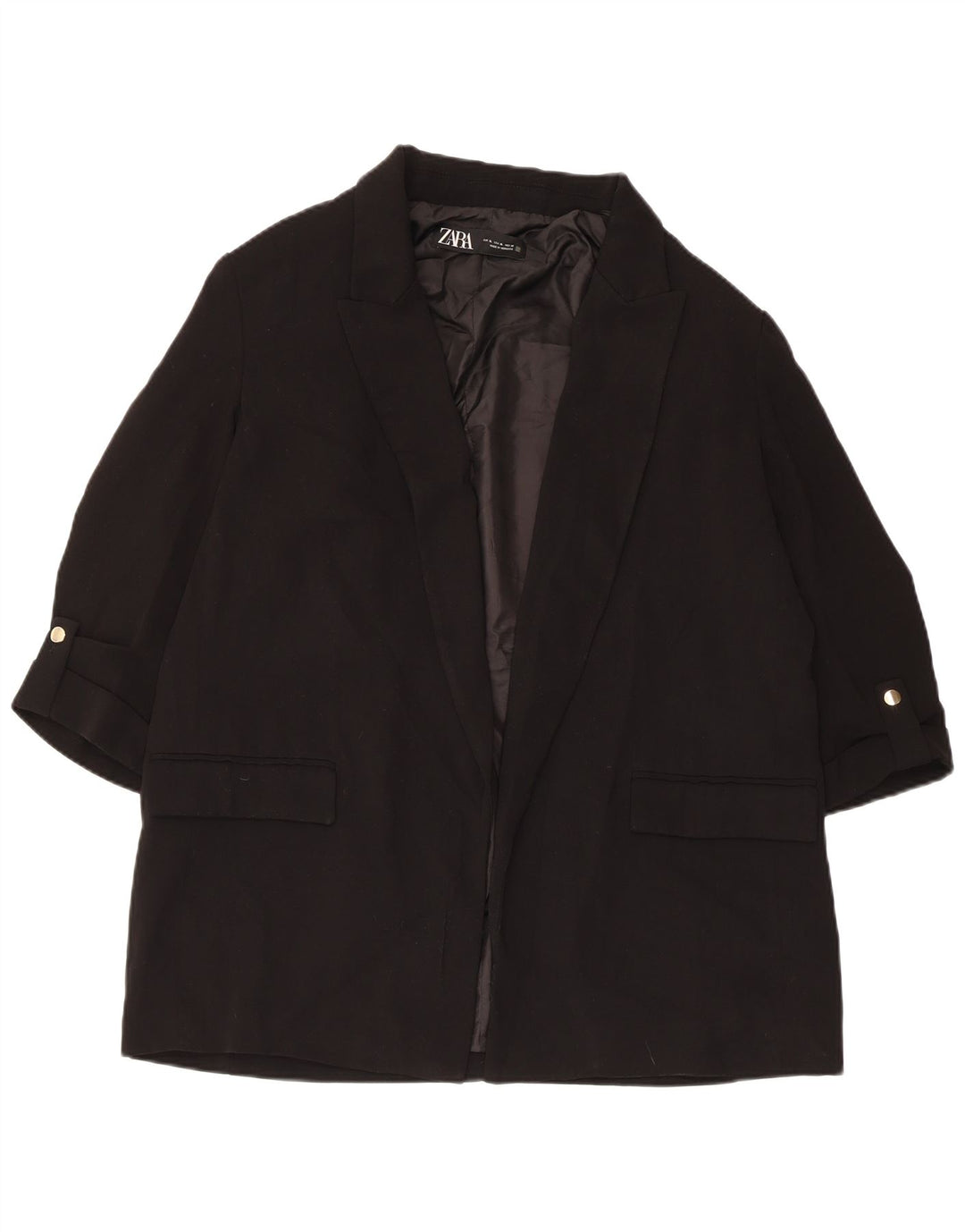 Giacca blazer aperta da donna con maniche a 3/4 Zara UK 18 XL poliestere nero