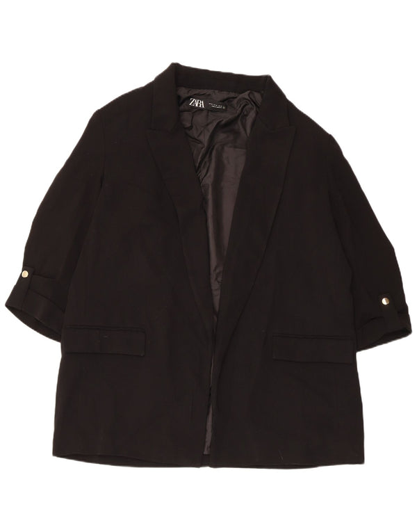 Giacca blazer aperta da donna con maniche a 3/4 Zara UK 18 XL poliestere nero