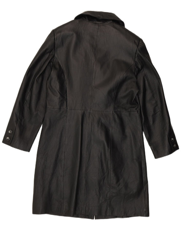 Cappotto in pelle da donna vintage UK 14 grande pelle nera