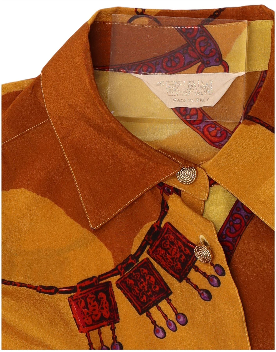 Camicetta camicia oversize da donna VINTAGE IT 46 Large Yellow Colourblock