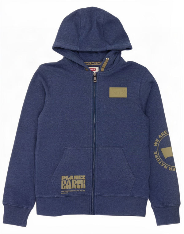 Maglione con cappuccio e zip grafica per ragazzi Levi's 11-12 anni in cotone blu