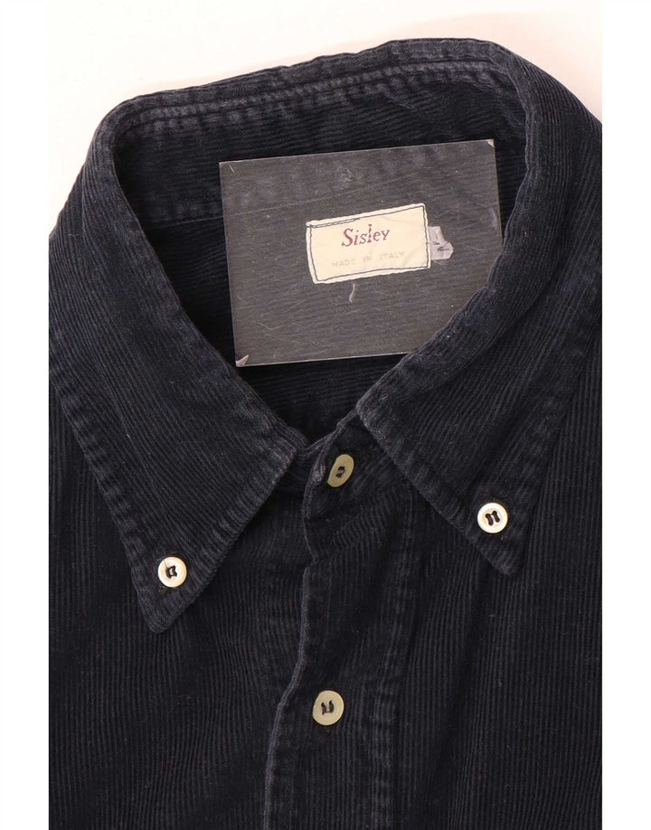 Camicia da uomo in velluto a coste Sisley blu navy medio