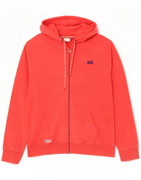 Maglione con cappuccio e zip da uomo Think Pink 2XL Rosso Cotone