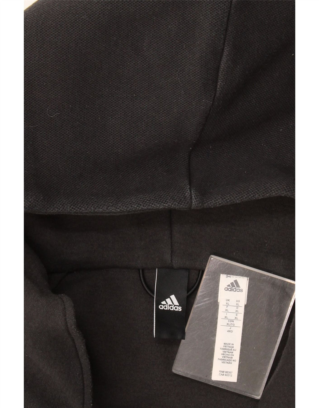 Felpa con cappuccio e zip da uomo Adidas XL poliestere nero