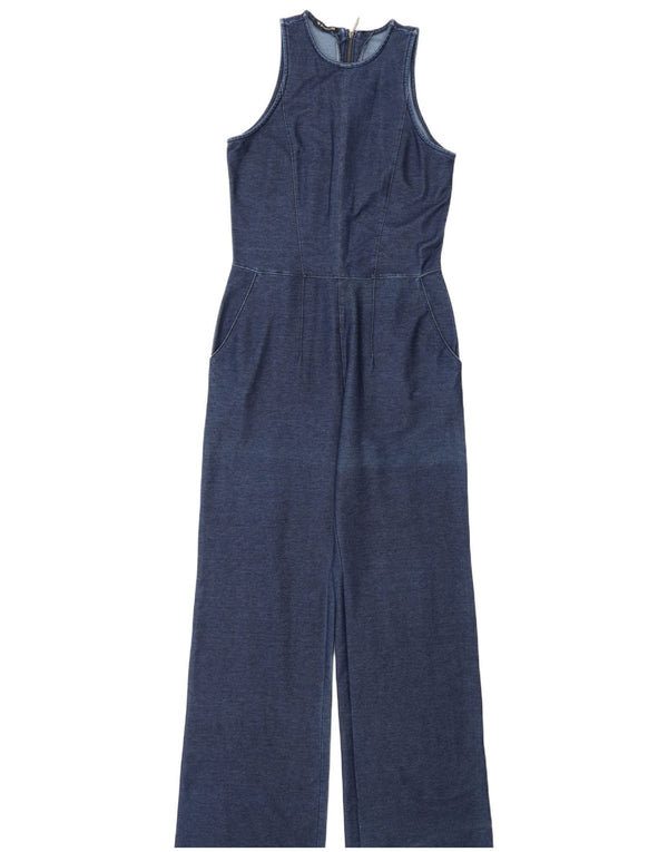 Tuta in denim senza maniche da donna Damyller UK 10 piccola in cotone blu navy