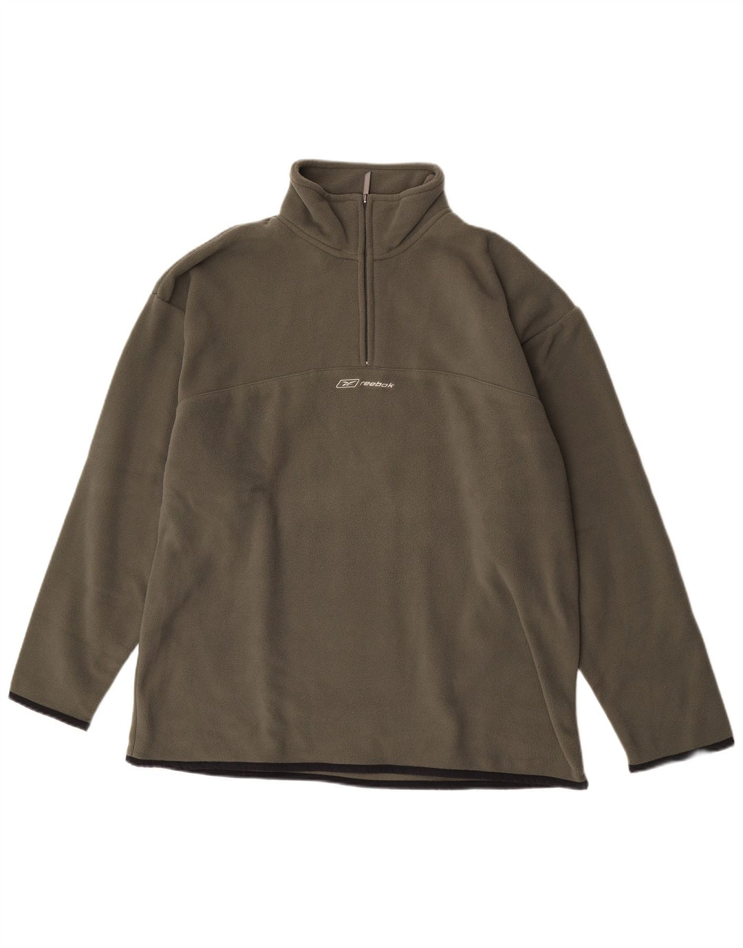 Maglione in pile Reebok da uomo con zip e collo, grande, in poliestere kaki