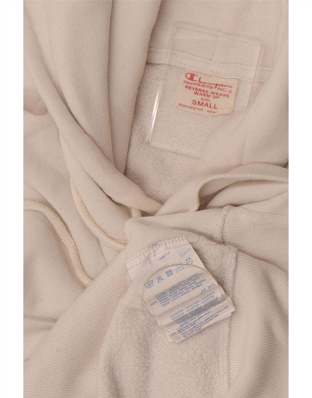 Felpa con cappuccio da uomo Champion piccola in cotone bianco