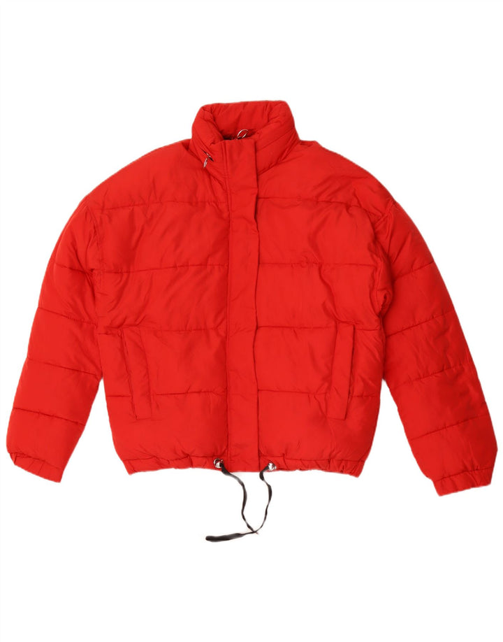 Giacca imbottita oversize con cappuccio ZARA da donna UK 6 XS rossa in viscosa