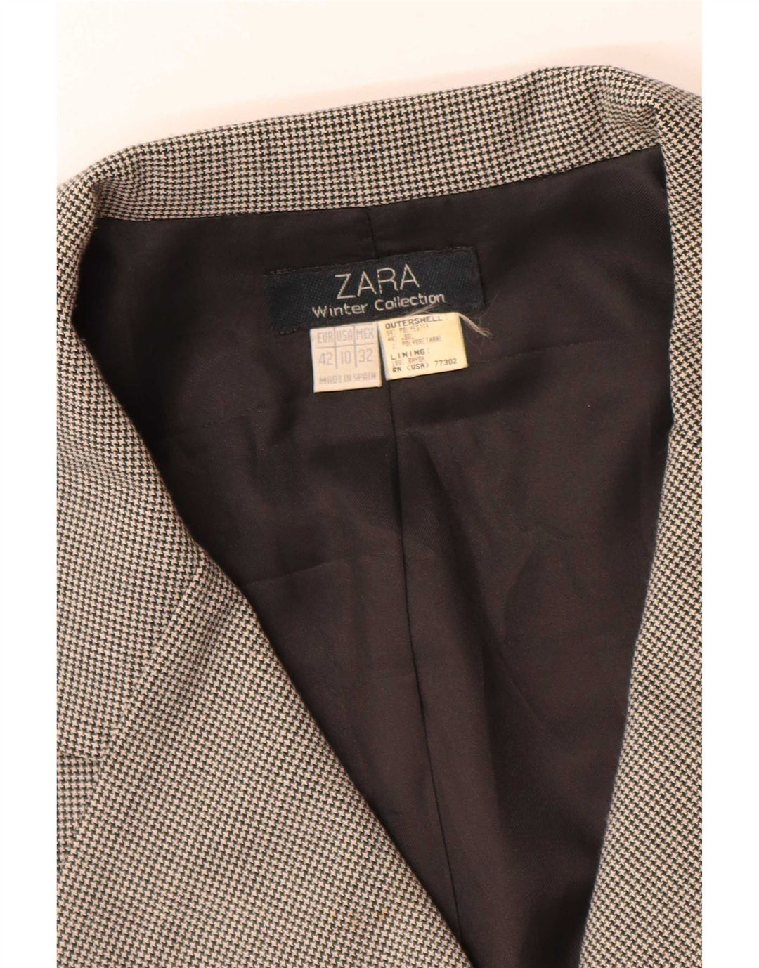 Giacca blazer a 4 bottoni da donna Zara EU 42 grande poliestere grigio pied de poule