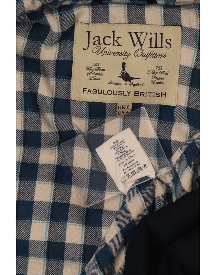 JACK WILLS Gilet imbottito con cappuccio da donna UK 8 Small Poliestere blu navy