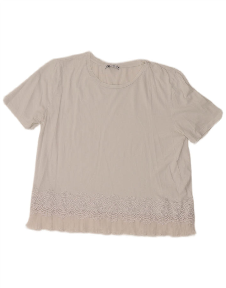 Camicetta da donna Zara Top UK 16 grande cotone bianco