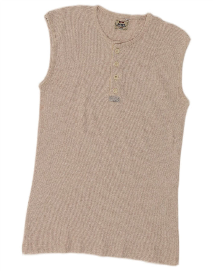 Canotta da donna Levi's UK 14 grande cotone screziato beige