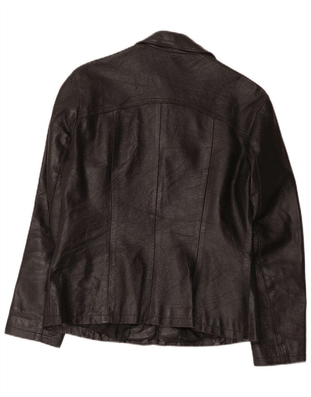 Giacca in pelle vintage da donna UK 12 media nera