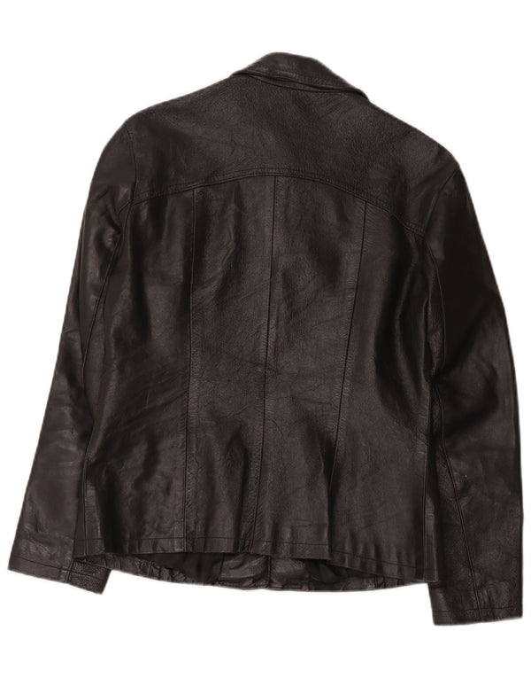 Giacca in pelle vintage da donna UK 12 media nera