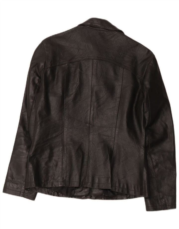 Giacca in pelle vintage da donna UK 12 media nera