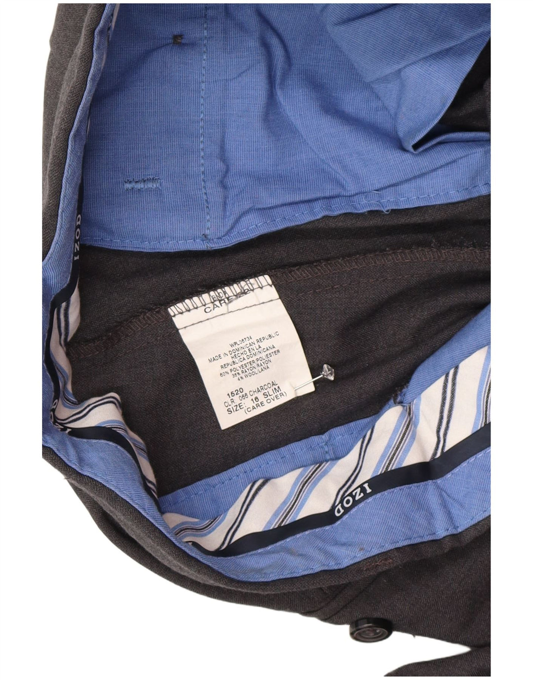 Pantaloni da abito slim da ragazzo Izod 15-16 anni W26 L29 Poliestere grigio