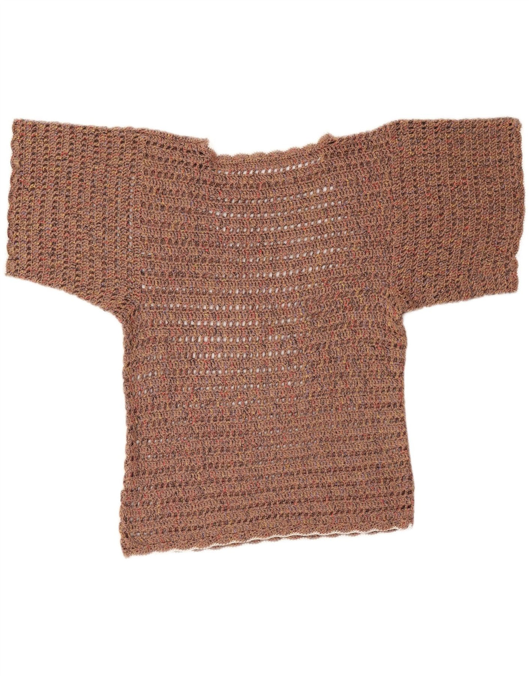 Top camicetta vintage da donna all'uncinetto UK 18 XL Marrone