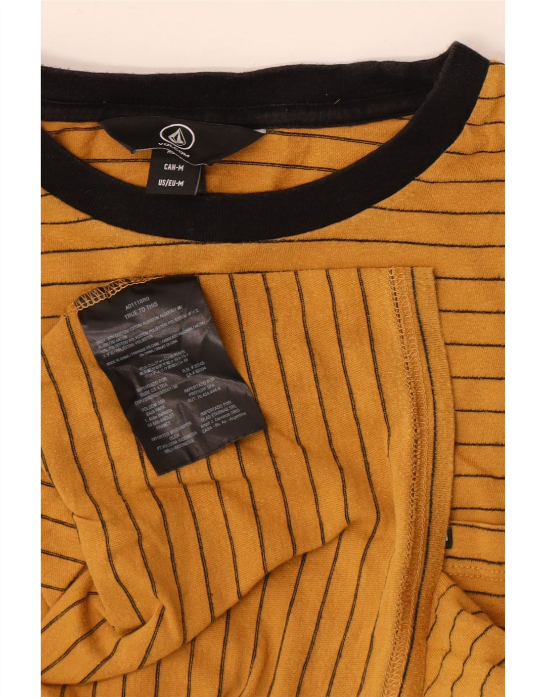 T-shirt da uomo Volcom Top in cotone a righe gialle medie