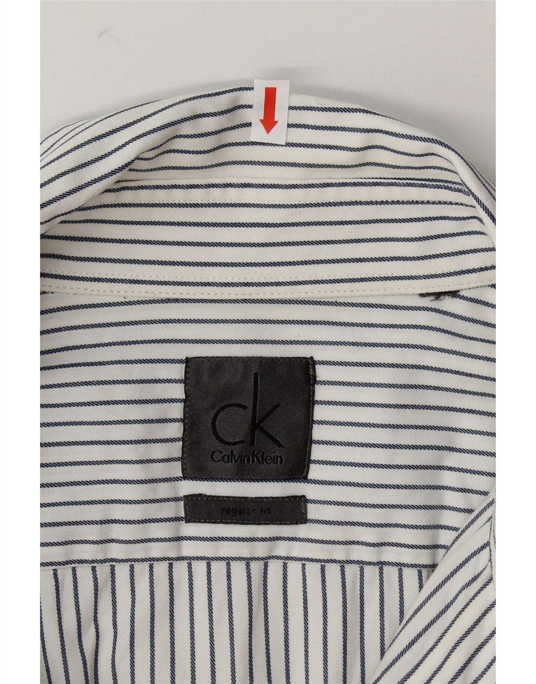 CALVIN KLEIN Mens Regular Fit Shirt Medium White Pinstripe Cotton Vintage Calvin Klein and Second-Hand Calvin Klein from Messina Hembry 