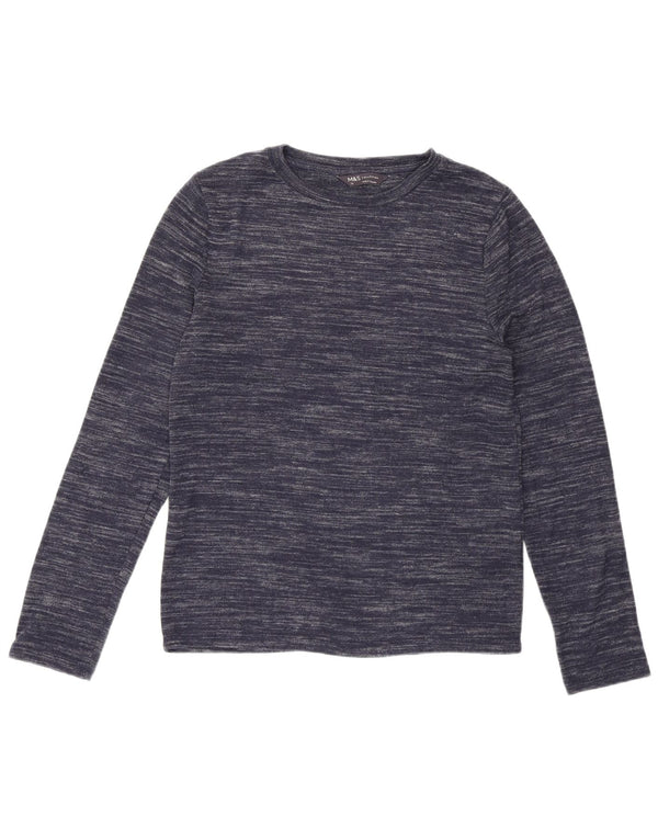 Marks & Spencer Top da donna a maniche lunghe UK 10 Small Blu Navy screziato
