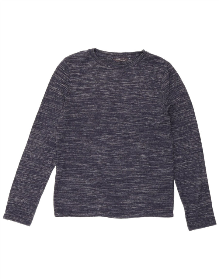 Marks & Spencer Top da donna a maniche lunghe UK 10 Small Blu Navy screziato