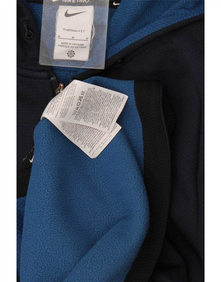 Felpa con cappuccio e zip Nike Therma-Fit da uomo in poliestere medio blu navy