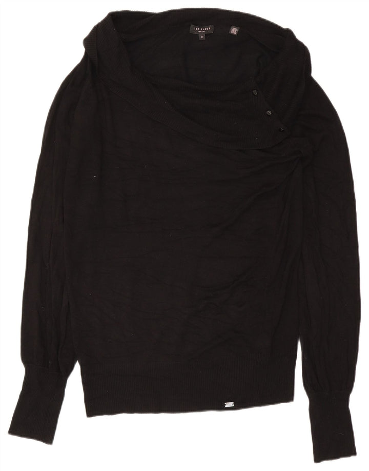 Maglione maglione a collo alto da donna Ted Baker taglia 3 media viscosa nera