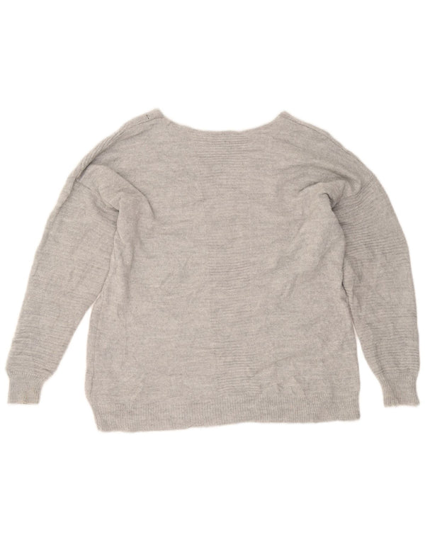 Topshop Maglione da donna oversize con scollo a V UK 10 Piccolo acrilico grigio
