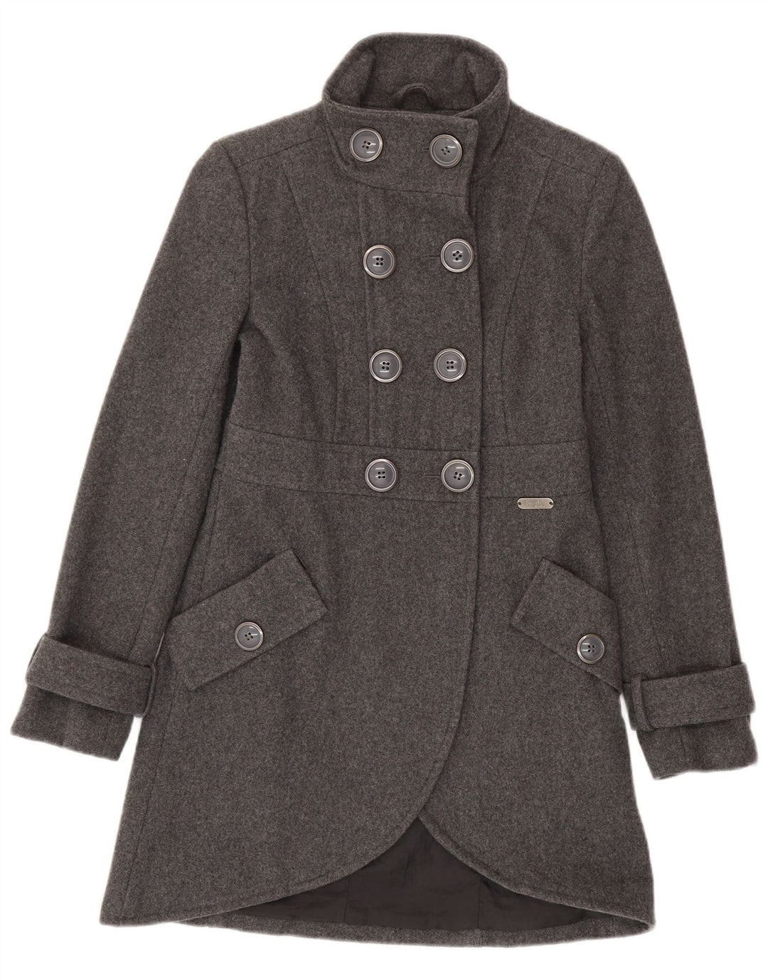 Cappotto doppiopetto da donna Buffalo UK 6 XS lana screziata grigia