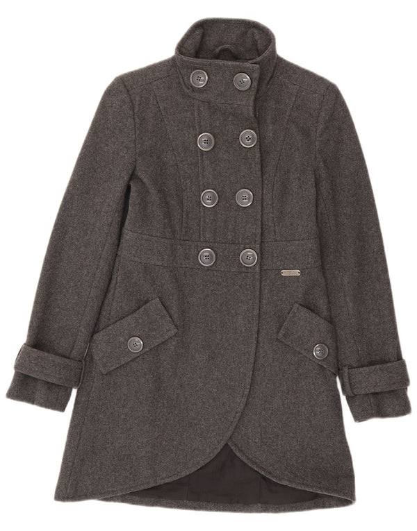 Cappotto doppiopetto da donna Buffalo UK 6 XS lana screziata grigia
