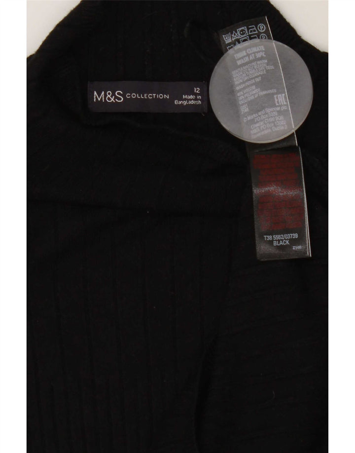 Maglione maglione a collo alto da donna Marks & Spencer UK 12 viscosa nera media