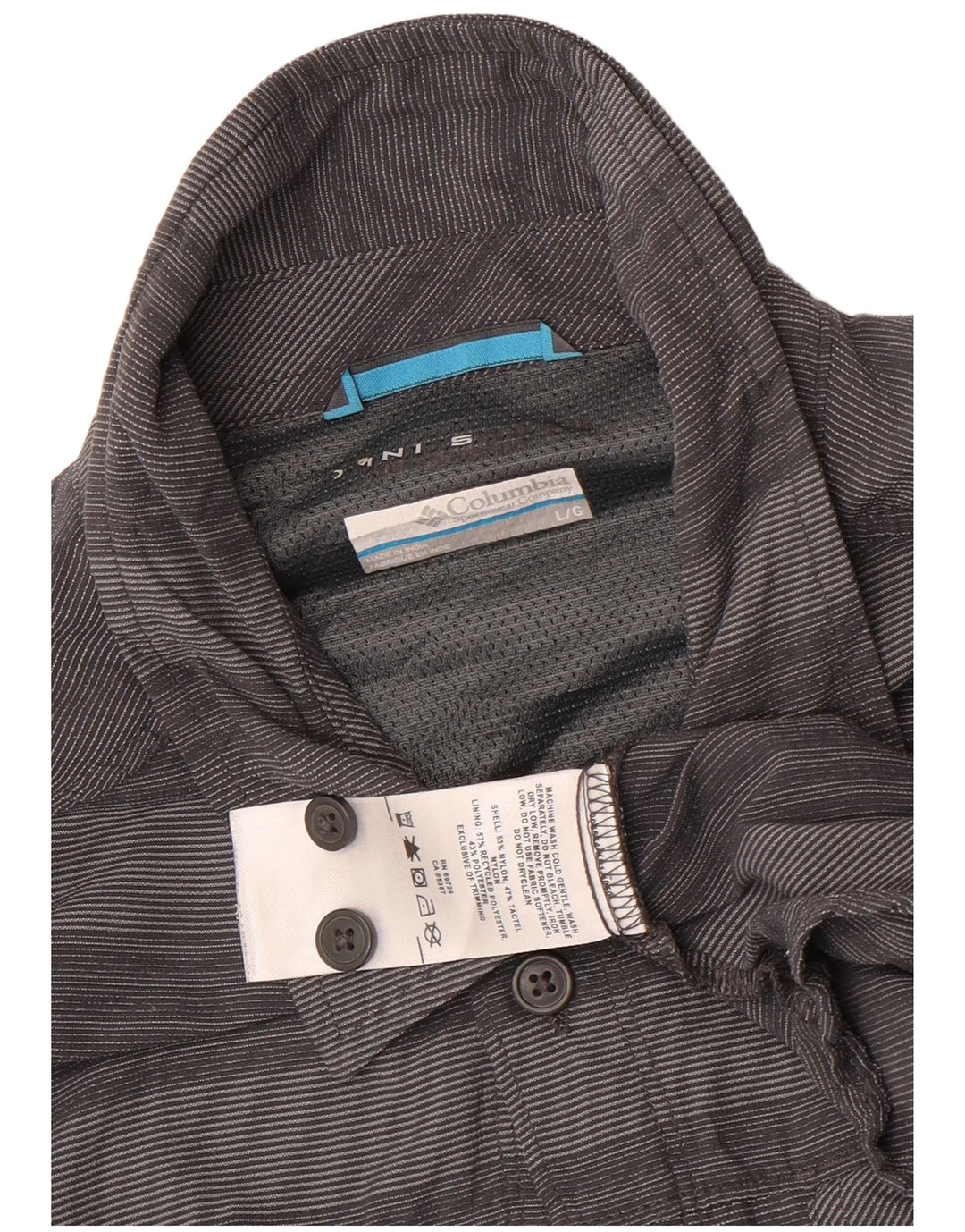 Camicia da uomo Columbia in nylon a righe grandi grigie