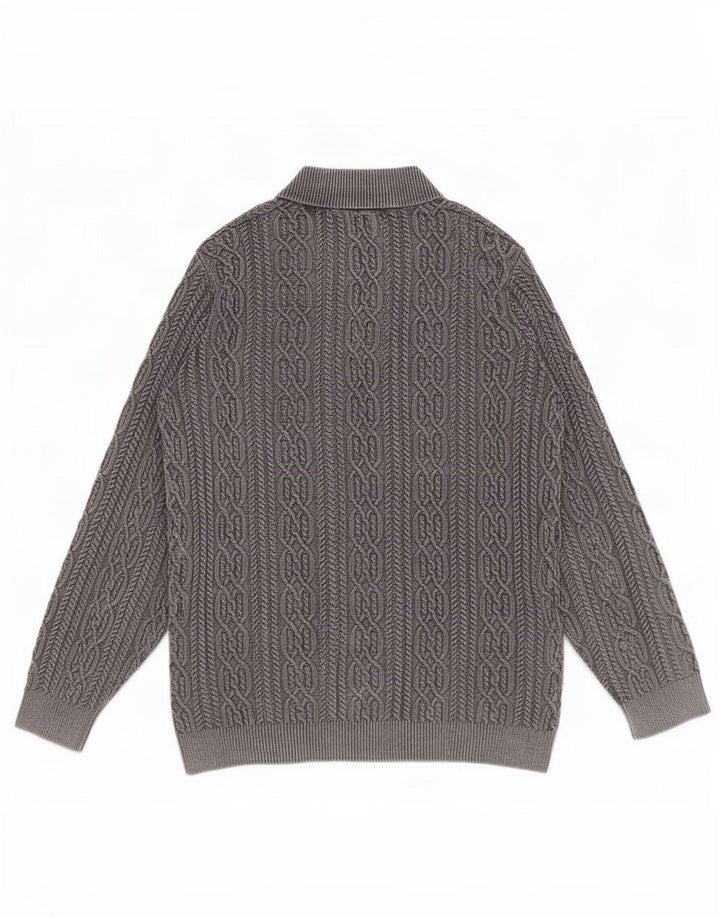 Maglione maglione da uomo con collo a bottoni Joe Browns 2XL cotone grigio