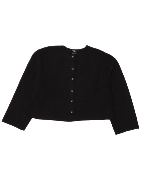 Maglione cardigan corto da donna Zara UK 12 poliestere nero medio