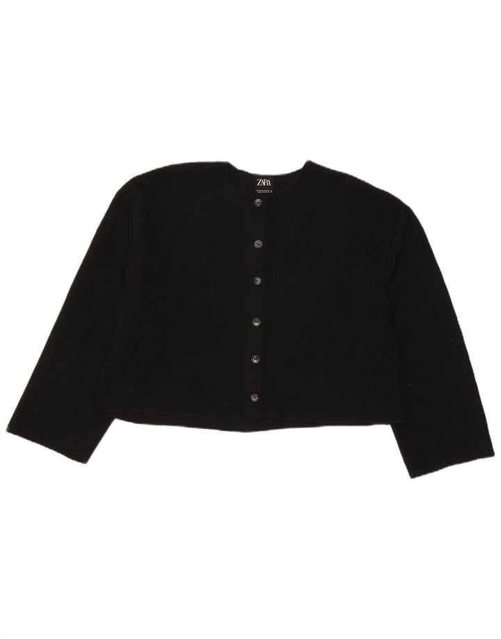 Maglione cardigan corto da donna Zara UK 12 poliestere nero medio