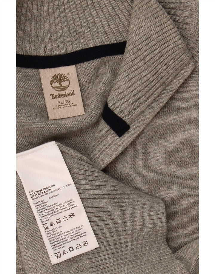 TIMBERLAND Mens Regular Fit Zip Neck Jumper Sweater XL Grey Cotton Vintage Timberland and Second-Hand Timberland from Messina Hembry 