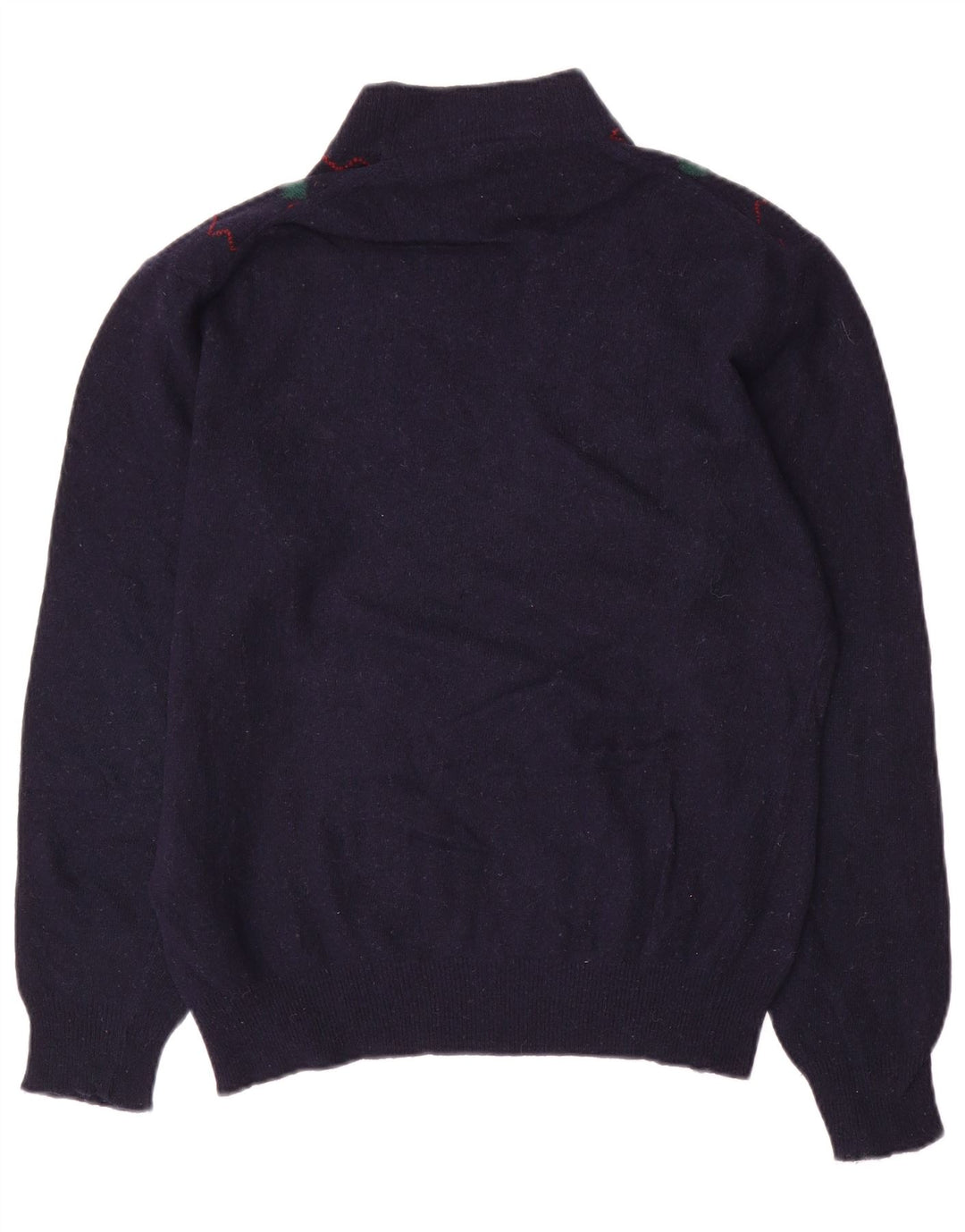 Maglione vintage da uomo con collo alto e maglione medio blu navy a rombi/diamante