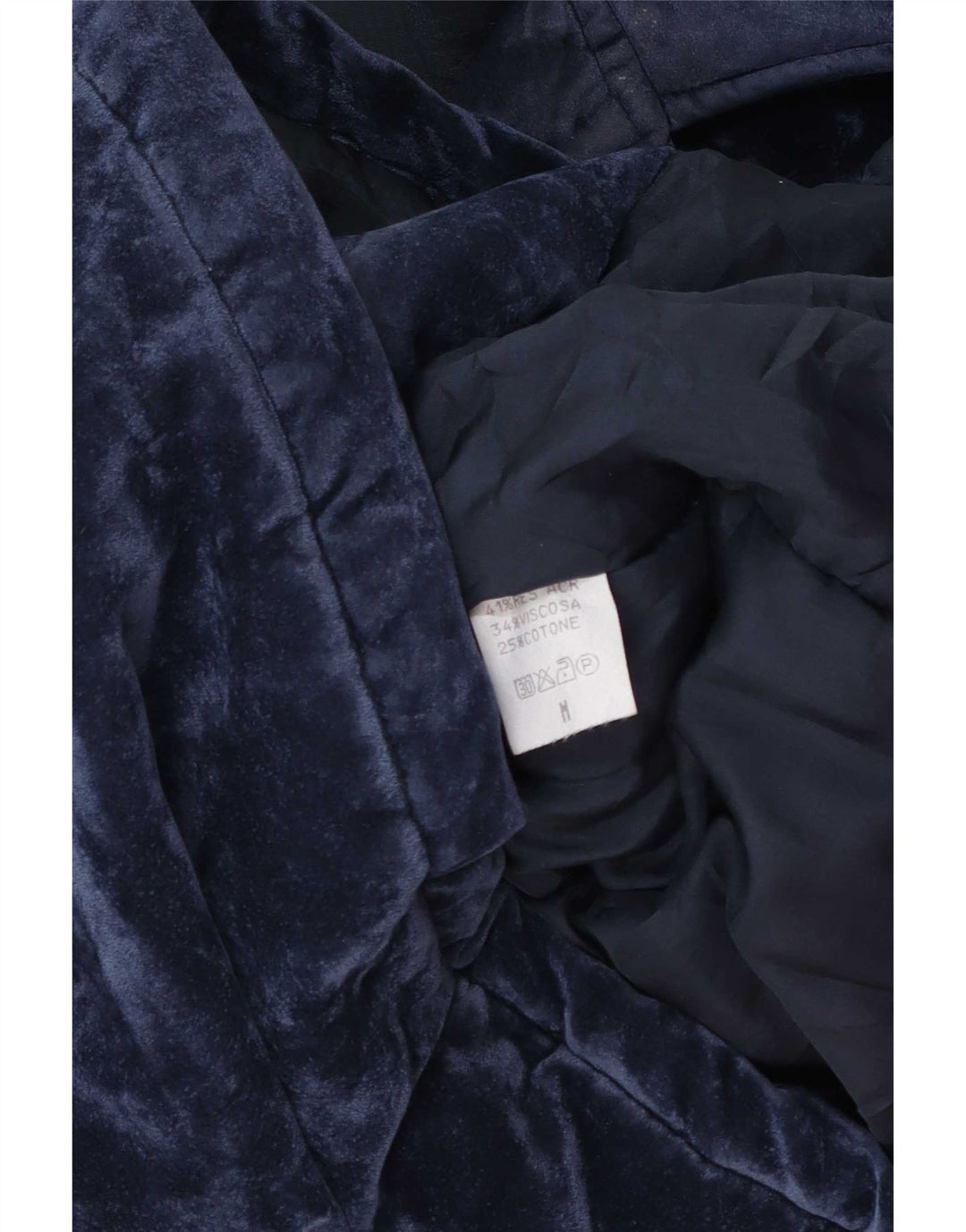 Cappotto giacca a vento oversize in velluto da donna vintage UK 14 blu navy medio