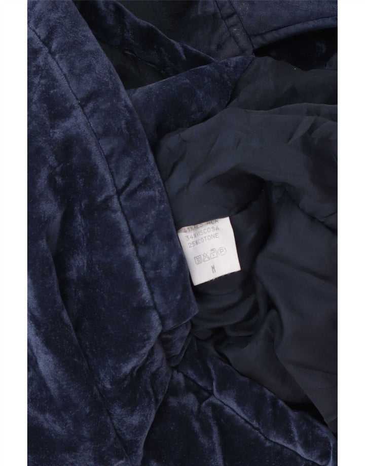 Cappotto giacca a vento oversize in velluto da donna vintage UK 14 blu navy medio