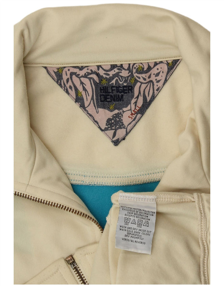 TOMMY HILFIGER Giacca da tuta da donna UK 10 Small Beige Colourblock