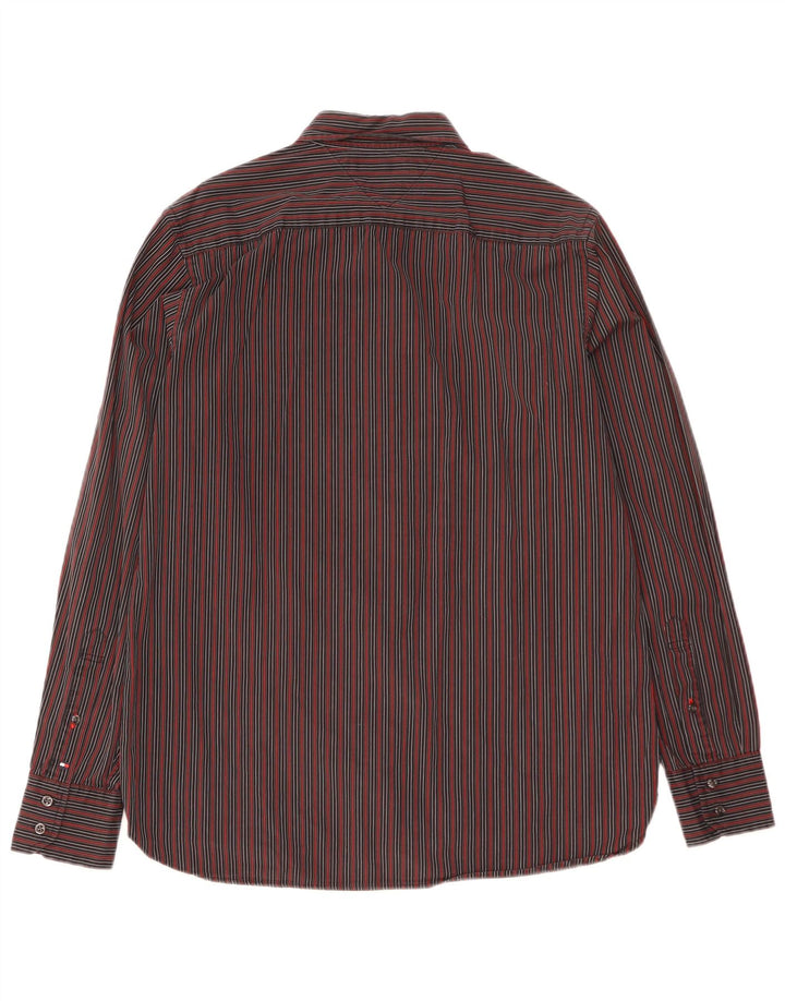 TOMMY HILFIGER Camicia da uomo in cotone a righe nere medie