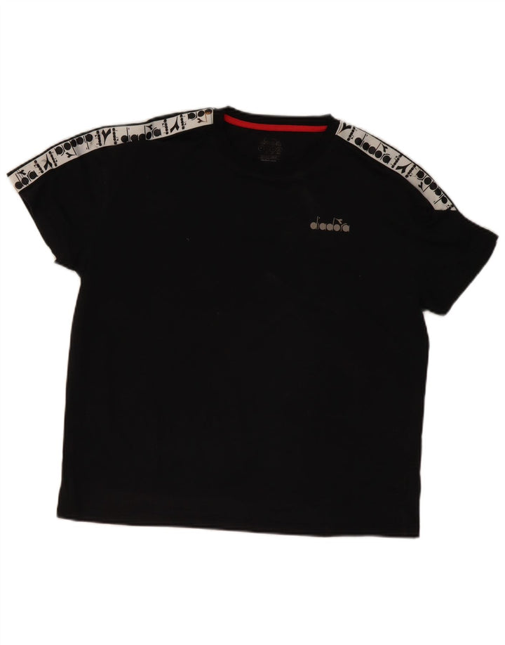 DIADORA T-shirt grafica da uomo Top in cotone color block medio nero