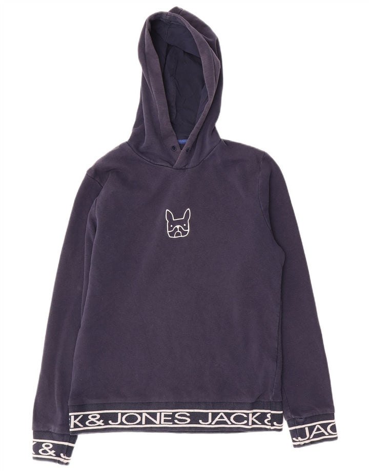 Jack & Jones Felpa con cappuccio grafica da uomo in cotone medio blu navy
