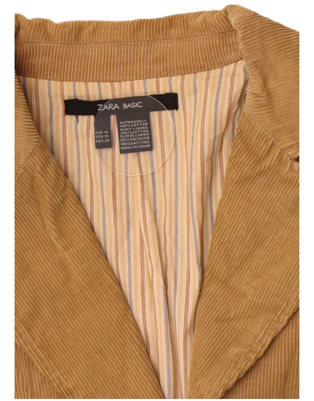 Giacca da donna Zara in velluto a coste a 3 bottoni, UK 12, cotone marrone medio