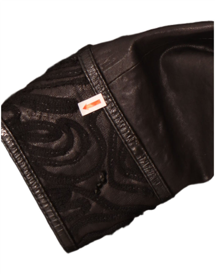 Giacca in pelle da donna vintage UK 22 3XL Pelle nera