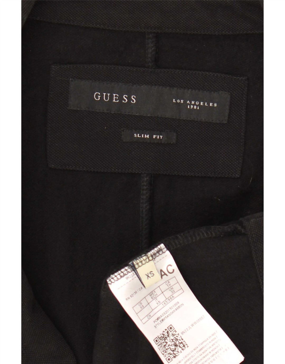 Guess Giacca blazer slim fit da uomo a 2 bottoni UK 32 2XS Cotone nero
